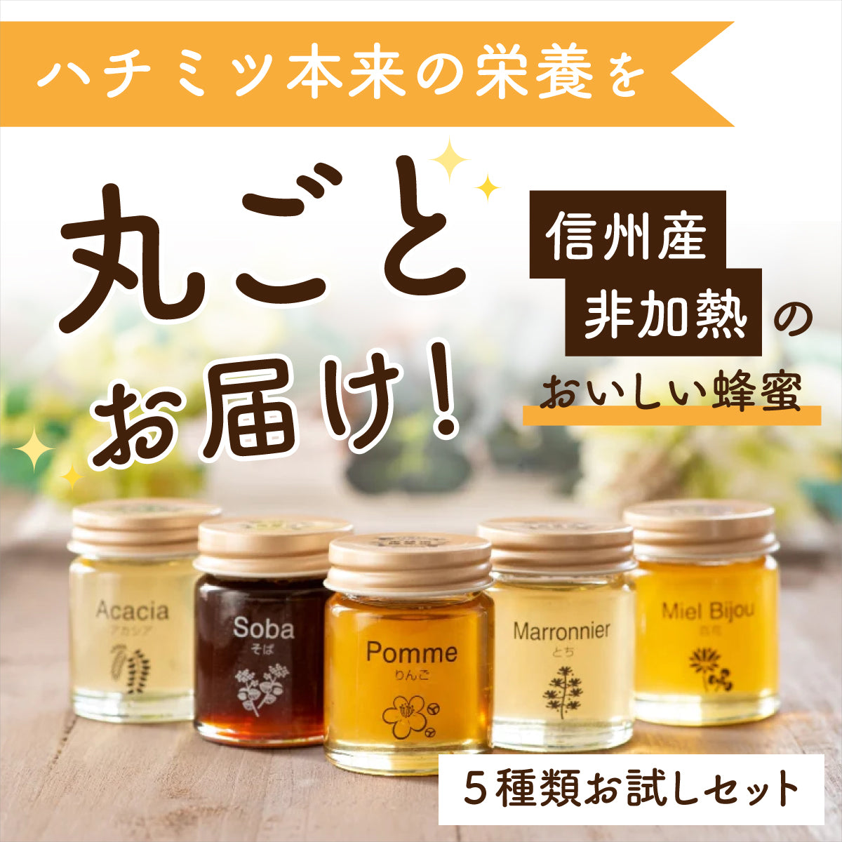 信州産はちみつお試しセット 50g×5個｜はちみつ専門の通販サイト｜信州