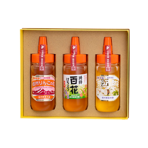 国産蜂蜜300g3本セット（アカシア・リンゴ・百花）｜はちみつ